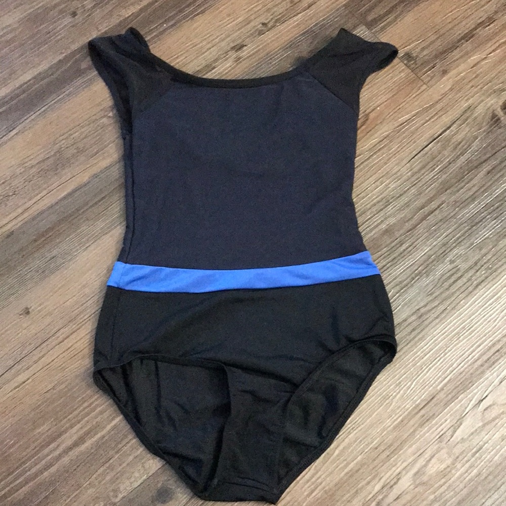 navy and black leotard
